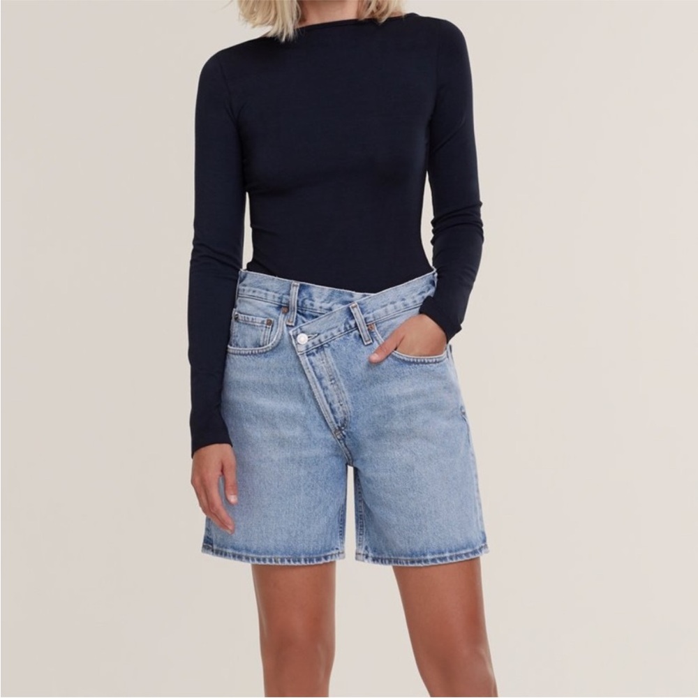 Agolde Criss Cross High Waisted Organic Cotton Jean Shorts In Momentum Size 25
